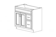 SW-V3621DR Shaker White Vanity Sink Base Cabinet 36"W × 34 1/2"H × 21"D(Drawers on the Right)